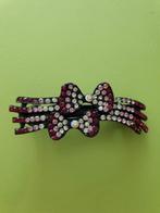 Haarspeld dubbele strik en roze Swarovski elementen, Verzenden, Nieuw, Haarspeld