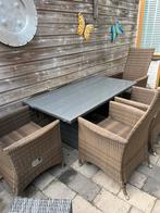 Tuintafel, rotan, met glazen plaat, Ophalen, Zo goed als nieuw, Rond