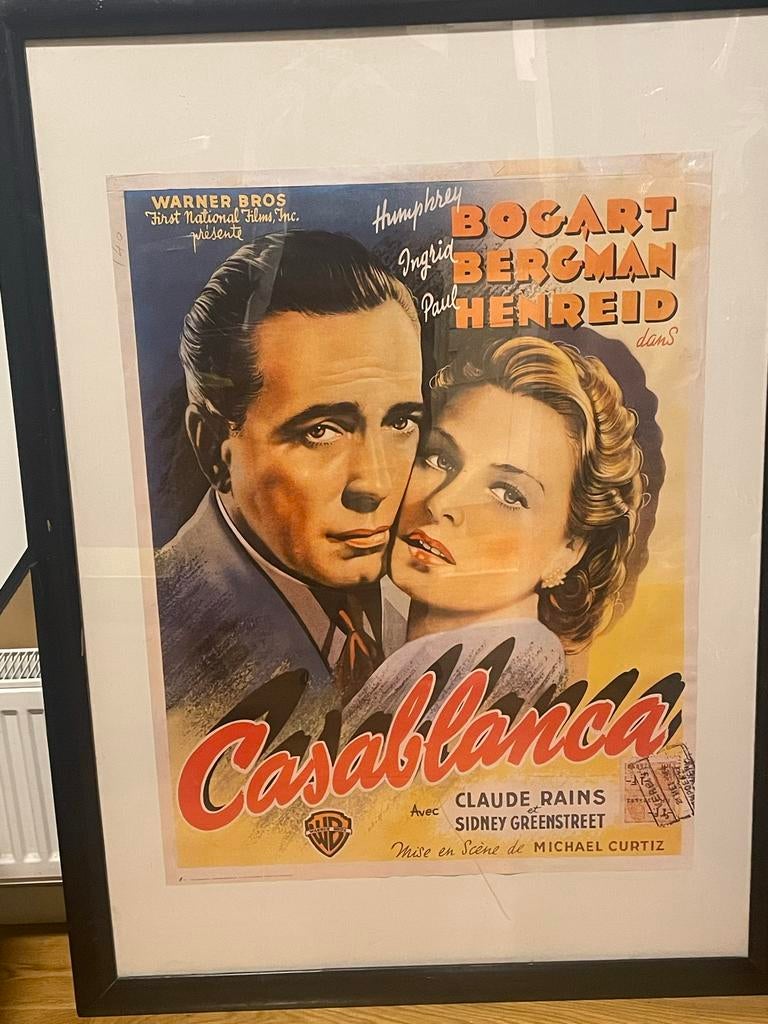 Vintage Casablanca Filmposter - Jaren 90, Antiek en Kunst, Ophalen of Verzenden