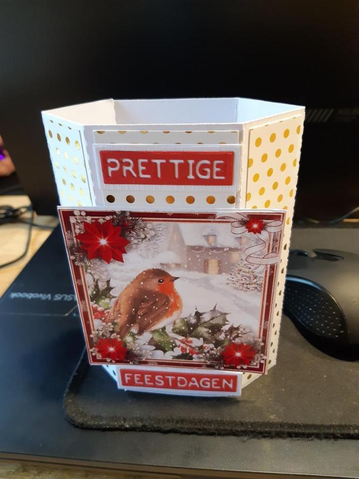 Kerst-Roodborstje(1269), Hobby en Vrije tijd, Kaarten | Zelfgemaakt, Nieuw, Kerst, Ophalen of Verzenden