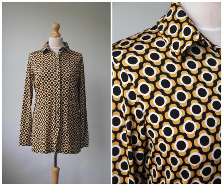 Iz Naiz - leuke retro blouse / bloemen geel / maat M, Kleding | Dames, Blouses en Tunieken, Zo goed als nieuw, Maat 38/40 (M)