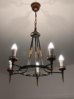 Brutalist kroonluchter, metaal en messing, mid century, Ophalen