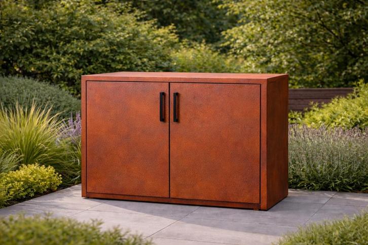 Cortenstaal tuinkast of pakketkast/box, Tuin en Terras, Bergingen en Tuinkasten, Nieuw, Containerberging, Metaal, Ophalen