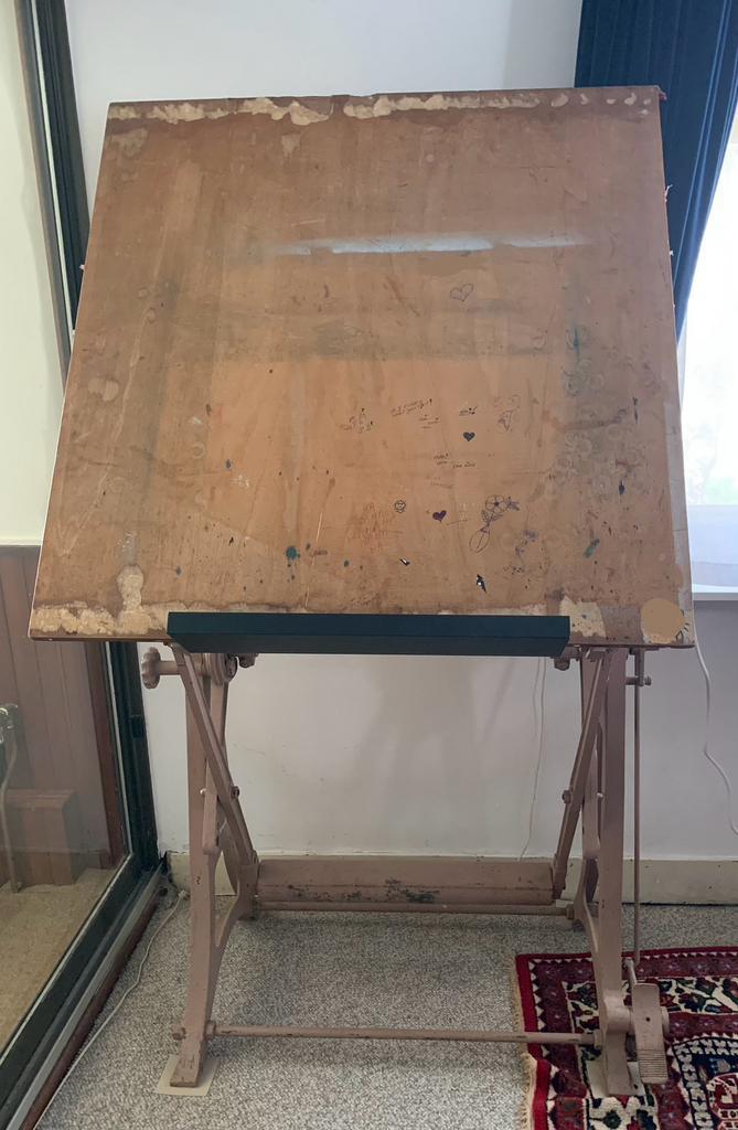Vintage teken tafel, Doe-het-zelf en Verbouw, Tekentafels, Gebruikt, Minder dan 130 cm, Ophalen