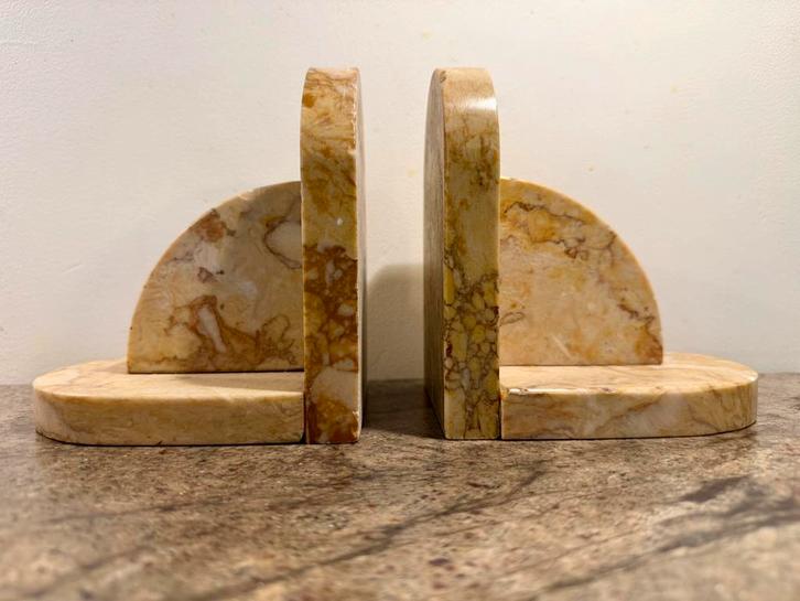 Set vintage boekensteunen marmer Art Deco, beige/roze, Antiek en Kunst, Antiek | Woonaccessoires, Ophalen of Verzenden