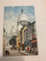 Ets in kleur parijs rue de la ….., Ophalen of Verzenden