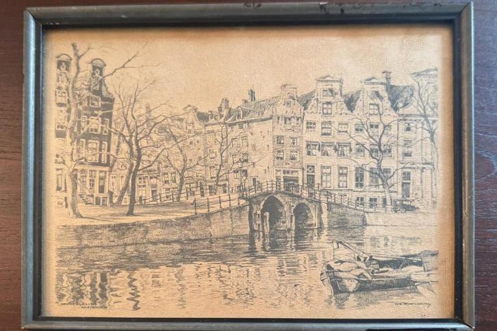 Prent H.E. Roodenburg Herengracht Amsterdam Antiek, Antiek en Kunst, Kunst | Schilderijen | Klassiek, Ophalen of Verzenden