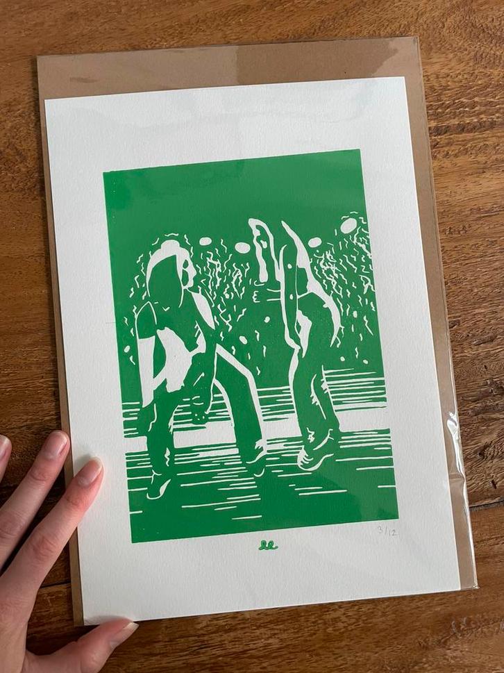 Gelimiteerde linoleum druk print nummer 3 van de 12, Antiek en Kunst, Kunst | Litho's en Zeefdrukken, Ophalen of Verzenden