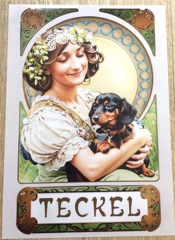 Uniek DACHSHUND TECKEL Honden Poster art nouveau beschikbaar voor biedingen