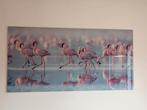 Glazen schilderij met flamingo's - 75x150 cm, Ophalen, Nieuw, 125 cm of meer, Schilderij