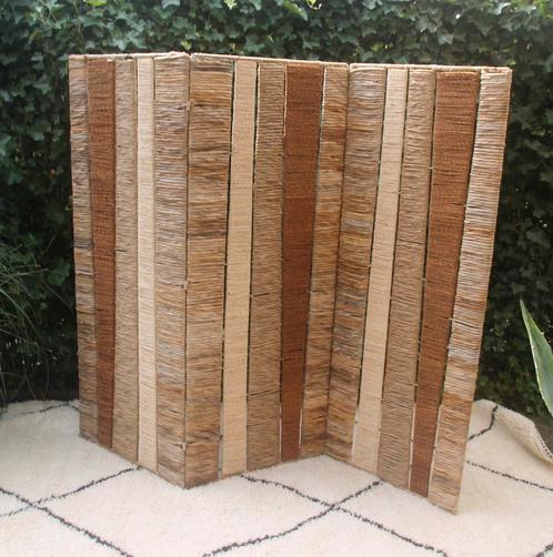 Vintage Kamerscherm / Roomdivider met biezen, Huis en Inrichting, Woonaccessoires | Kamerschermen, Gebruikt, Ophalen
