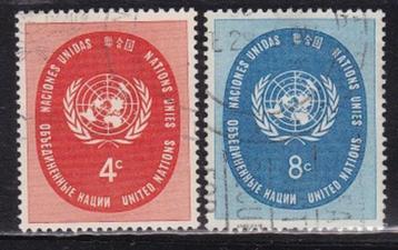 4198 - VN New York michel 70/71 gestempeld , VN embleem beschikbaar voor biedingen