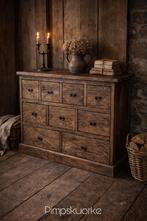 Prachtige apothekers - ladenkast bij Pimpskuorke in Ureterp, Ophalen, 100 tot 150 cm, Teakhout, Minder dan 100 cm