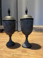 Aziatische gegraveerde messing kelken, Ophalen of Verzenden