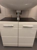 Home24 Strom wastafelonderkast - hoogglans wit/grijs, Huis en Inrichting, Badkamer | Badkamermeubels, Ophalen, Minder dan 50 cm