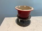 Le Creuset Fonduepan met Brander, Huis en Inrichting, Keuken | Potten en Pannen, Gebruikt, Gietijzer, Overige typen, Ophalen of Verzenden