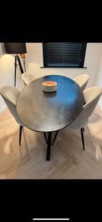 LABEL51 mangohout ovale eettafel tafel stalen poot zwart, Huis en Inrichting, Tafels | Eettafels, 200 cm of meer, Zo goed als nieuw