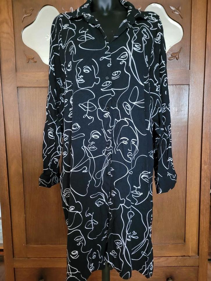 Lange zwart/witte blouse/tuniek "Page One" mt 40, Kleding | Dames, Blouses en Tunieken, Zo goed als nieuw, Maat 38/40 (M), Zwart