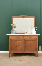 Vintage dressoir / commode met marmeren blad, Ophalen, Gebruikt, 100 tot 150 cm, Eikenhout