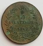 5 Centesimi 1867M Italië Oude Antieke Munt Milaan Emanuelle, Ophalen of Verzenden, Italië
