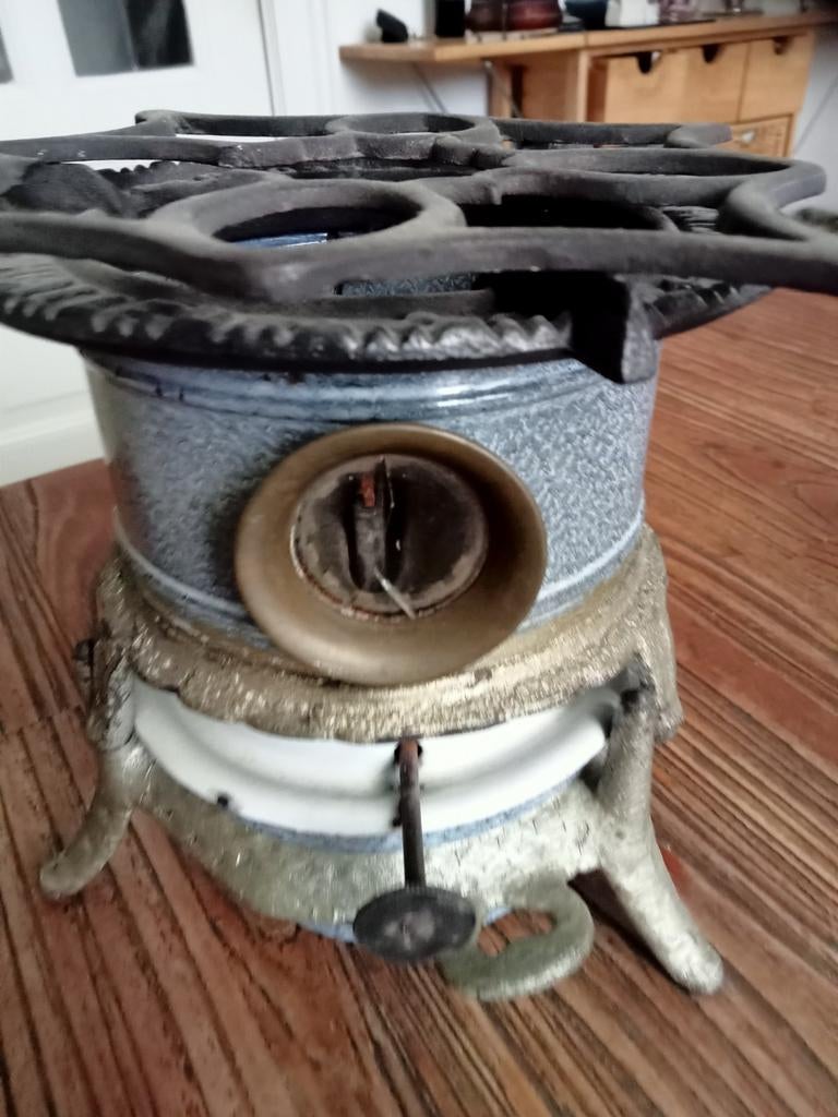 petroleumstel Haller blauw gewolkt emaille, Antiek en Kunst, Antiek | Emaille, Ophalen