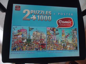 2 King puzzels van 1000 stukjes plus poster in 1 doos