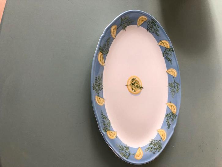 Gien Belle Īle  servies 2 ovale borden 21 x 30, Antiek en Kunst, Antiek | Porselein, Ophalen of Verzenden