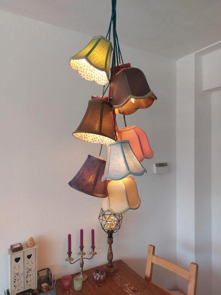 Kare Saloon Flower – Kleurrijke Hanglamp met 9 Slimme Lampje, Antiek en Kunst, Antiek | Lampen, Ophalen of Verzenden