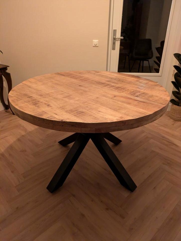 Ronde Mango Houten Eettafel - 120cm, Huis en Inrichting, Tafels | Eettafels, Zo goed als nieuw, 100 tot 150 cm, 100 tot 150 cm