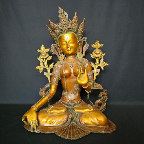 Bronzen Witte Tara, Huis en Inrichting, Woonaccessoires | Boeddhabeelden, Zo goed als nieuw, Ophalen