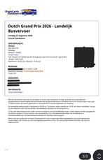 Dutch Grand Prix 2026 busvervoer zondag Almere, Tickets en Kaartjes, Eén persoon, Bus, Metro of Tram, Nederland, Met bestemming of datum