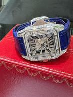 Cartier santos XL ref 2656, Overige merken, Overige materialen, Leer, Polshorloge