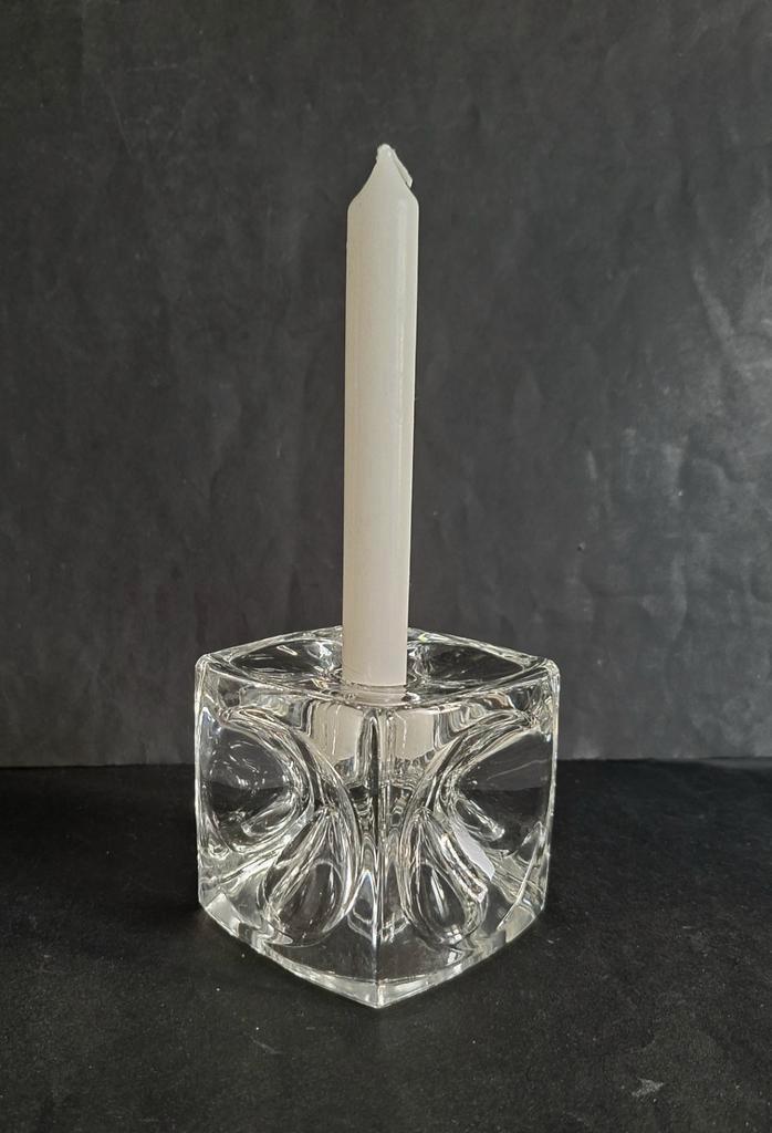 Rudolf Jurniki Sklo Union Ice Cube grote glazen kandelaar., Antiek en Kunst, Kunst | Designobjecten, Ophalen of Verzenden