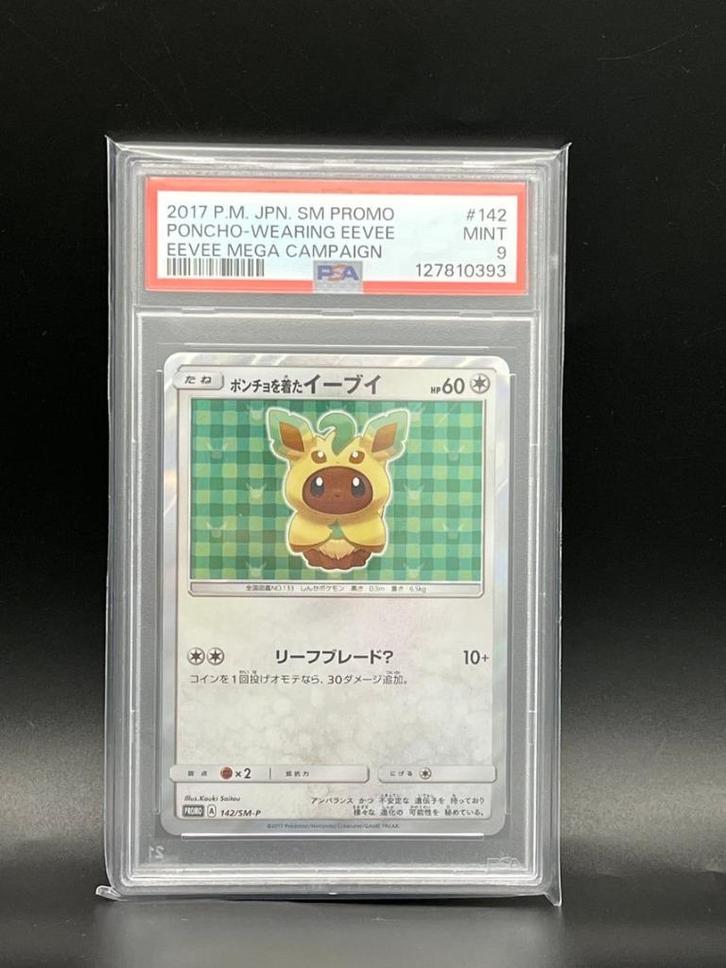 Pokemon Poncho Wearing Eevee Leafeon Psa 9, Hobby en Vrije tijd, Verzamelkaartspellen | Pokémon, Nieuw, Losse kaart, Foil, Ophalen of Verzenden