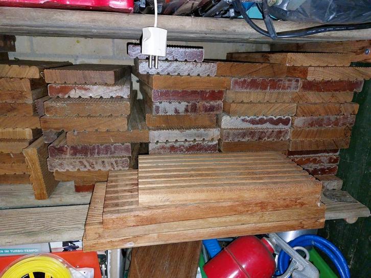 Restand Hardhouten steigerplankjes 30 40cm ongv 60 stuks, Doe-het-zelf en Verbouw, Hout en Planken, Nieuw, Plank, Overige houtsoorten