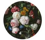 OPRUIMING: Rond glas schilderij bloemen Ø 50 cm. Nu € 29,- !, Minder dan 50 cm, Overige typen, Nieuw, Ophalen of Verzenden