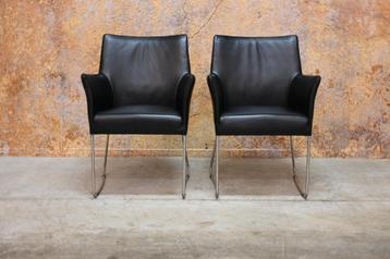 IZGS 2 zwarte leren Bert Plantagie Paris design stoelen beschikbaar voor biedingen