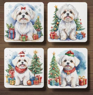 Maltezer Kerst onderzetters met houder beschikbaar voor biedingen