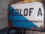 Emaille bord Verlof Alkoholische dranken, Ophalen of Verzenden, Zo goed als nieuw, Reclamebord