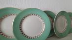 Franse Retro Vintage bordjes groene rand goud, Huis en Inrichting, Ophalen of Verzenden