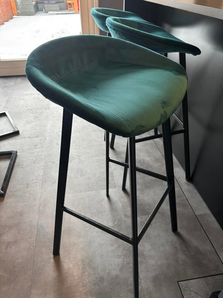 3 Velvet barkrukken kick collection, Huis en Inrichting, Barkrukken, Ophalen, Zo goed als nieuw, 60 tot 90 cm