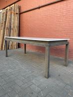 Antieke teakhouten eettafel met marmeren blad, Ophalen of Verzenden, Zo goed als nieuw