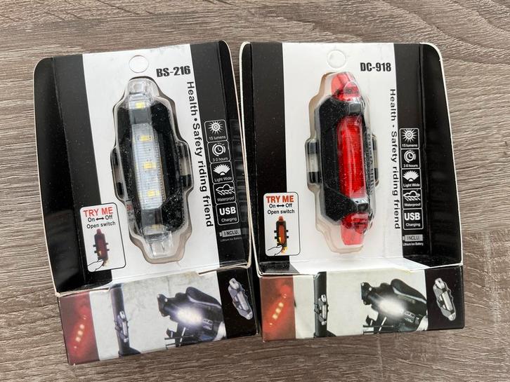 Fietsverlichtingsset USB Oplaadbaar, Fietsen en Brommers, Fietsaccessoires | Fietsverlichting, Verlichtingsset, Nieuw, Accu, Oplaadbaar