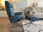 Stressless Rome fauteuil leer + hocker, Huis en Inrichting, Leer, Zo goed als nieuw, 50 tot 75 cm, Ophalen