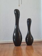 Zwarte Vazen Set - 50cm & 38 cm hoog breedte  8 cm., Gebruikt, 50 tot 75 cm, Zwart, Ophalen of Verzenden