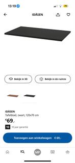 Ikea Tafelblad met Zwarte Poten - 120x70cm, Huis en Inrichting, Tafels | Eettafels, Ophalen, Gebruikt, 100 tot 150 cm, 50 tot 100 cm