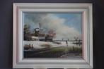B de Vries winterlandschap 1989. 50x40, Antiek en Kunst, Kunst | Schilderijen | Klassiek, Ophalen