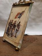 Antieke Franse fotolijst met militair tafereel, Antiek en Kunst, Ophalen of Verzenden