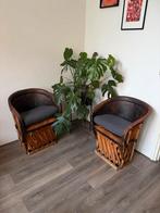 2x Vintage Mexicaanse Charro Stoelen van leer, Gebruikt, Bruin, Ophalen of Verzenden, Eén