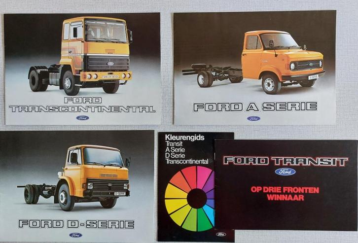 5 FORD truck folders - A & D serie Transit continental Kleur, Boeken, Auto's | Folders en Tijdschriften, Zo goed als nieuw, Ford